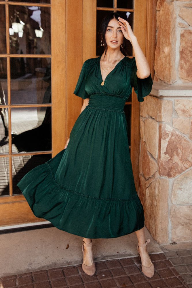 Annica Midi Dress in Hunter Green - böhme